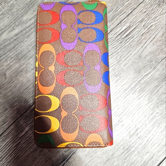 COACH Rainbow Pride Logo Canvas Zip Around Wallet 🌈 - Picture 2 of 5